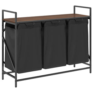 Cesto della Biancheria 3 Scomparti con Ripiano Rovere Marrone 859064