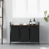 Cesto della Biancheria 3 Scomparti con Ripiano Rovere Marrone 859064