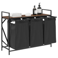 Cesto della Biancheria 3 Scomparti con Ripiano Rovere Marrone 859064