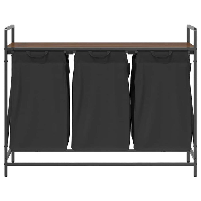 Cesto della Biancheria 3 Scomparti con Ripiano Rovere Marrone 859064