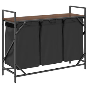 Cesto della Biancheria 3 Scomparti con Ripiano Rovere Marrone 859064