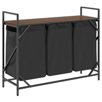 Cesto della Biancheria 3 Scomparti con Ripiano Rovere Marrone