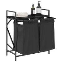 Cesto per la Biancheria 2 Scomparti con Ripiano Rovere Nero 859065