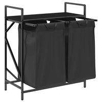 Cesto per la Biancheria 2 Scomparti con Ripiano Rovere Nero 859065