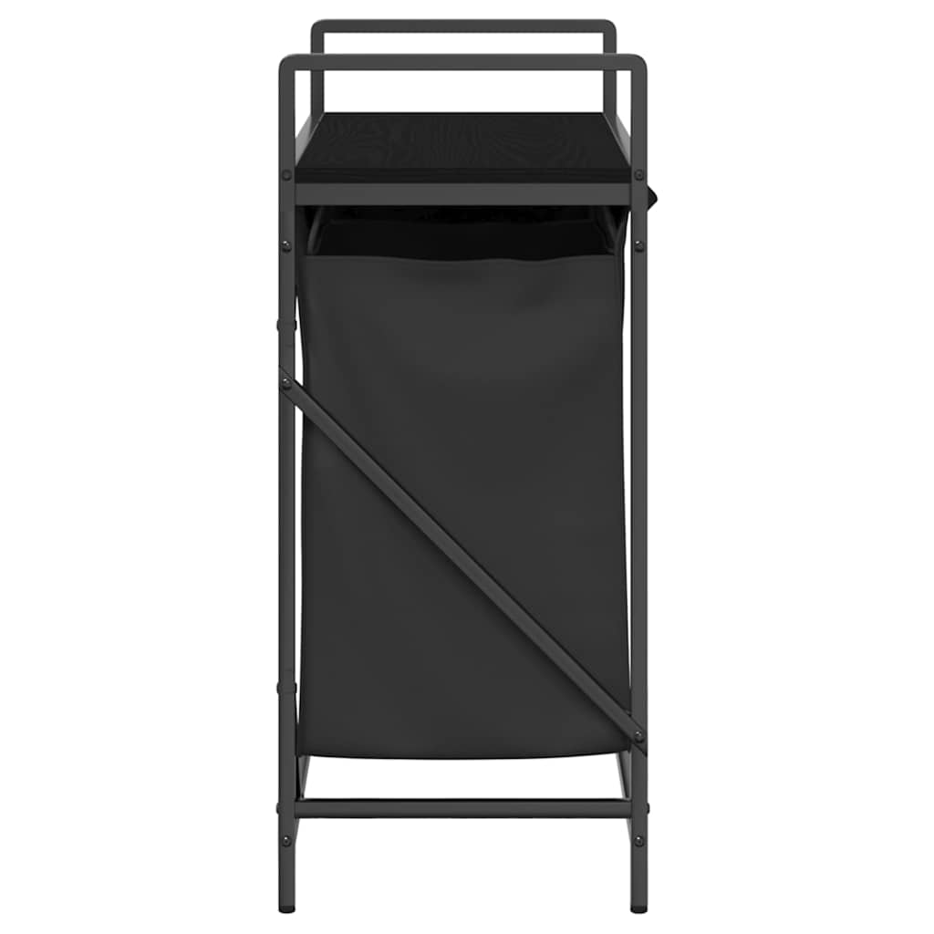 Cesto per la Biancheria 2 Scomparti con Ripiano Rovere Nero 859065