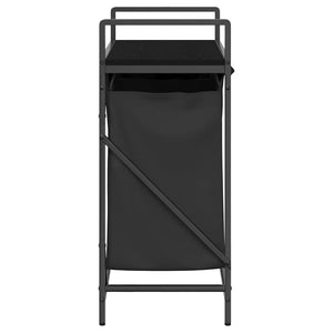 Cesto per la Biancheria 2 Scomparti con Ripiano Rovere Nero 859065