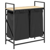 Cesto per la Biancheria 2 Scomparti con Ripiano Rovere Sonoma