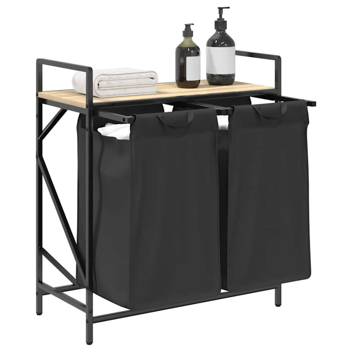 Cesto per la Biancheria 2 Scomparti con Ripiano Rovere Sonoma 859066