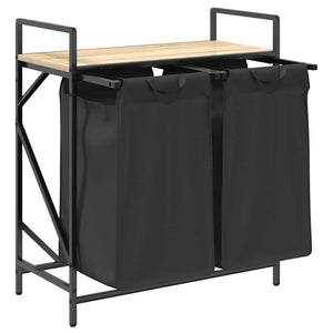 Cesto per la Biancheria 2 Scomparti con Ripiano Rovere Sonoma 859066