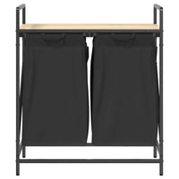 Cesto per la Biancheria 2 Scomparti con Ripiano Rovere Sonoma