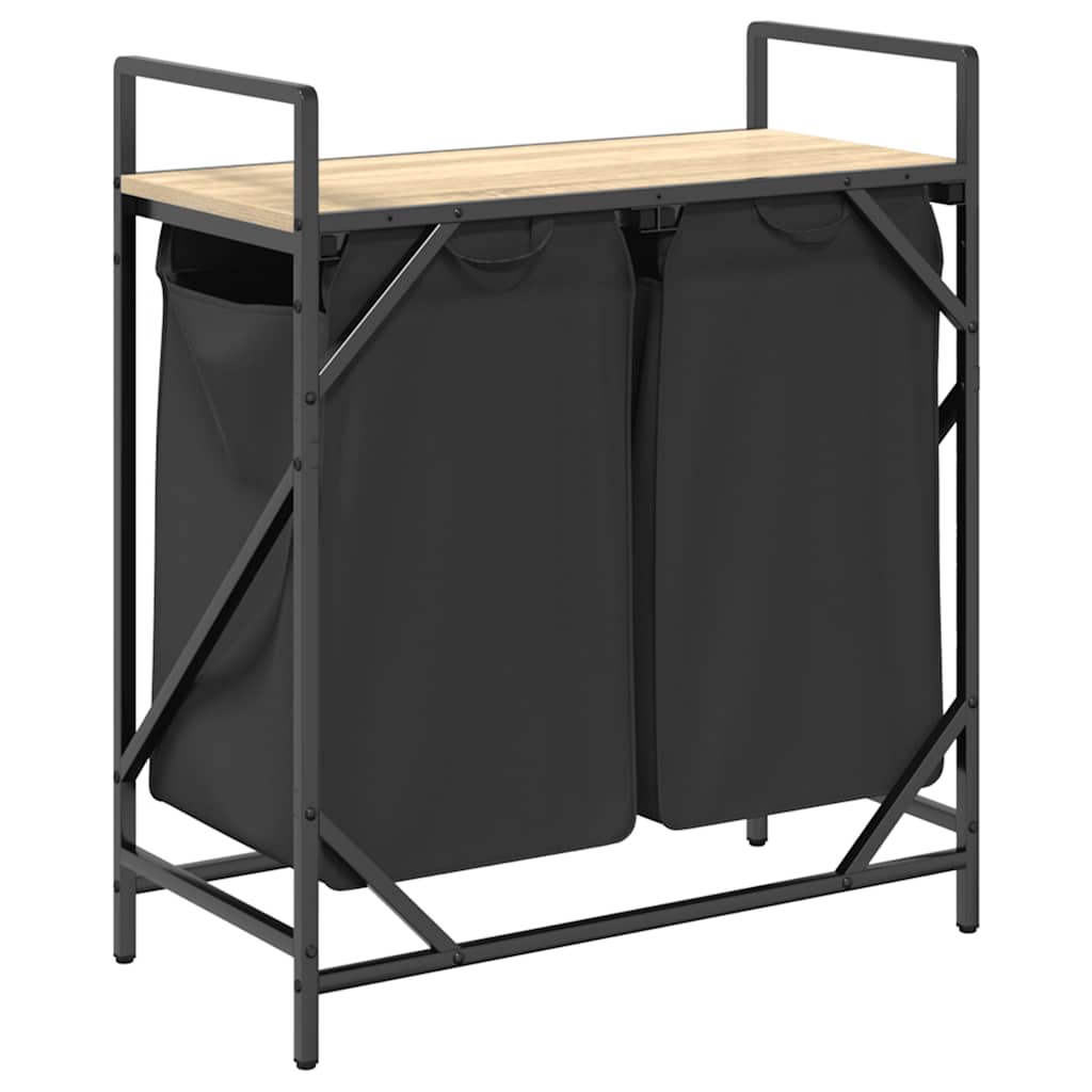 Cesto per la Biancheria 2 Scomparti con Ripiano Rovere Sonoma 859066