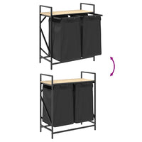 Cesto per la Biancheria 2 Scomparti con Ripiano Rovere Sonoma