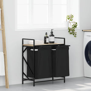 Cesto per la Biancheria 2 Scomparti con Ripiano Rovere Sonoma 859066