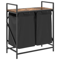 Cesto Portabiancheria 2 Scomparti con Ripiano Rovere Fumo 859067