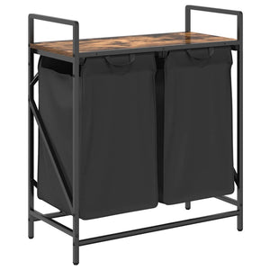 Cesto Portabiancheria 2 Scomparti con Ripiano Rovere Fumo 859067