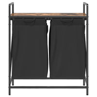 Cesto Portabiancheria 2 Scomparti con Ripiano Rovere Fumo