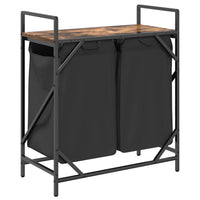 Cesto Portabiancheria 2 Scomparti con Ripiano Rovere Fumo 859067