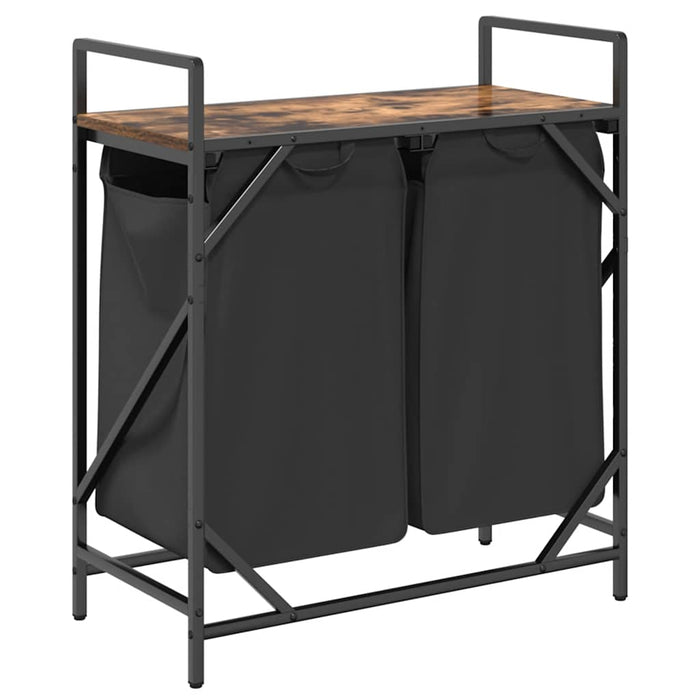 Cesto Portabiancheria 2 Scomparti con Ripiano Rovere Fumo 859067