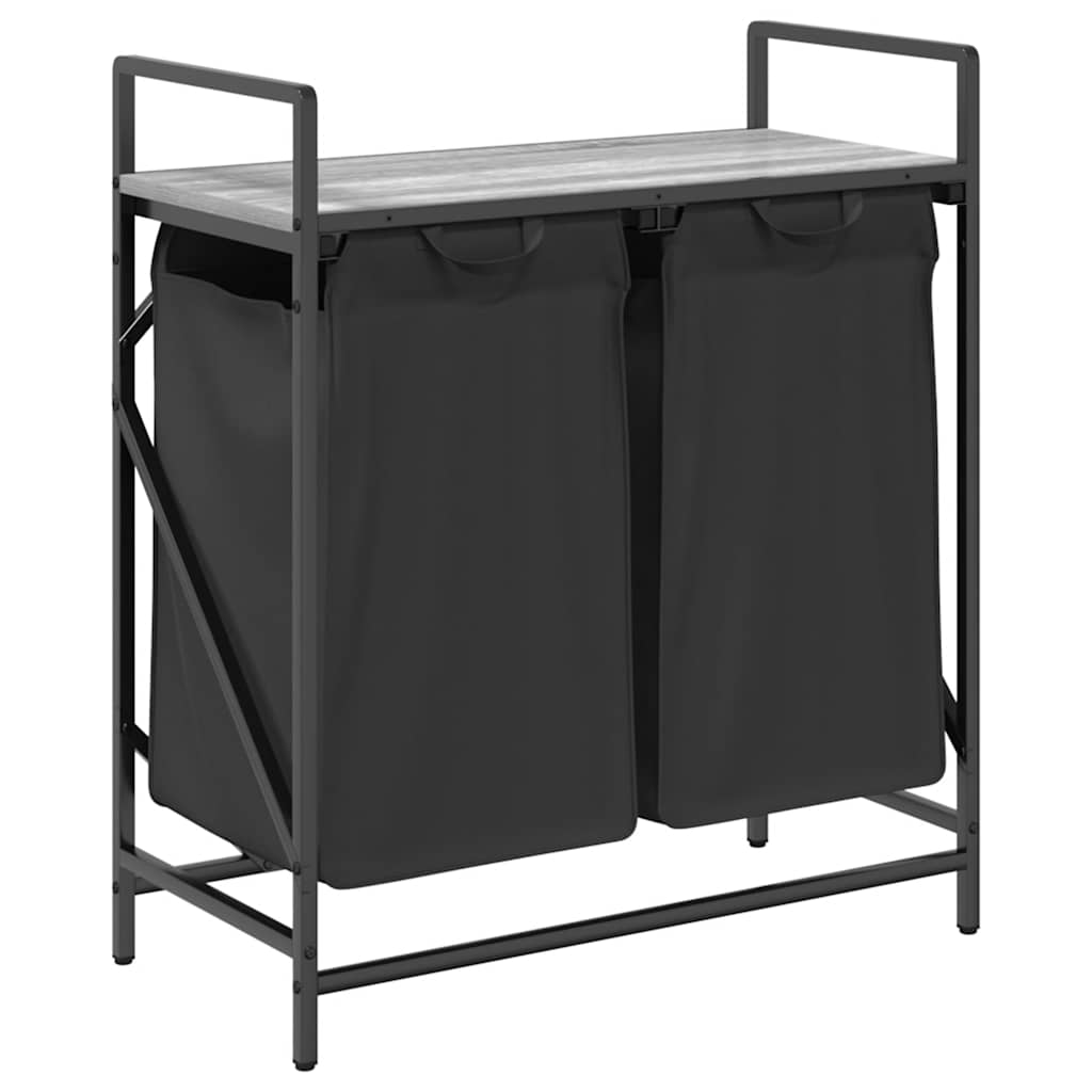 Cesto per la Biancheria 2 Scomparti con Ripiano Grigio Sonoma 859068