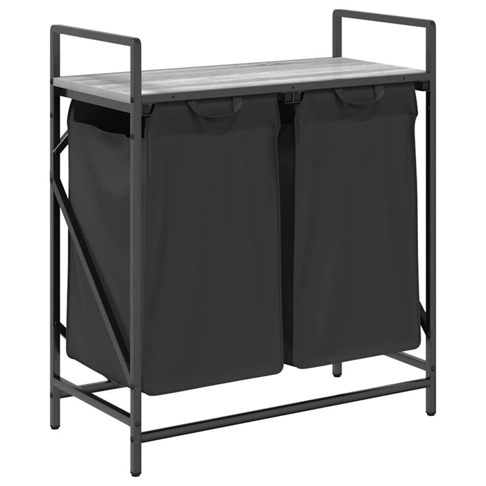 Cesto per la Biancheria 2 Scomparti con Ripiano Grigio Sonoma 859068