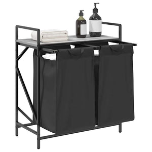 Cesto per la Biancheria 2 Scomparti con Ripiano Grigio Sonoma 859068