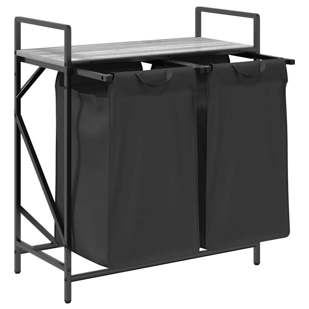 Cesto per la Biancheria 2 Scomparti con Ripiano Grigio Sonoma 859068