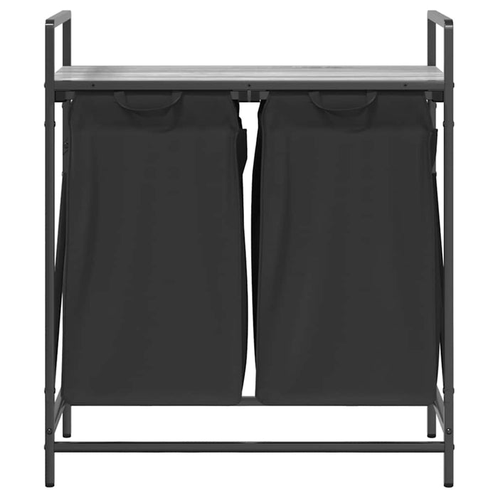 Cesto per la Biancheria 2 Scomparti con Ripiano Grigio Sonoma 859068