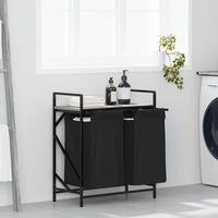 Cesto per la Biancheria 2 Scomparti con Ripiano Grigio Sonoma 859068