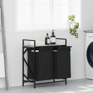 Cesto per la Biancheria 2 Scomparti con Ripiano Grigio Sonoma 859068