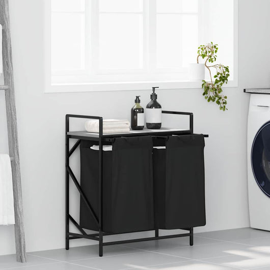 Cesto per la Biancheria 2 Scomparti con Ripiano Grigio Sonoma 859068