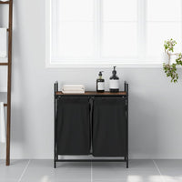 vidaXL Cesto della Biancheria 2 Scomparti con Ripiano Rovere Marrone