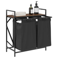 Cesto della Biancheria 2 Scomparti con Ripiano Rovere Marrone 859069