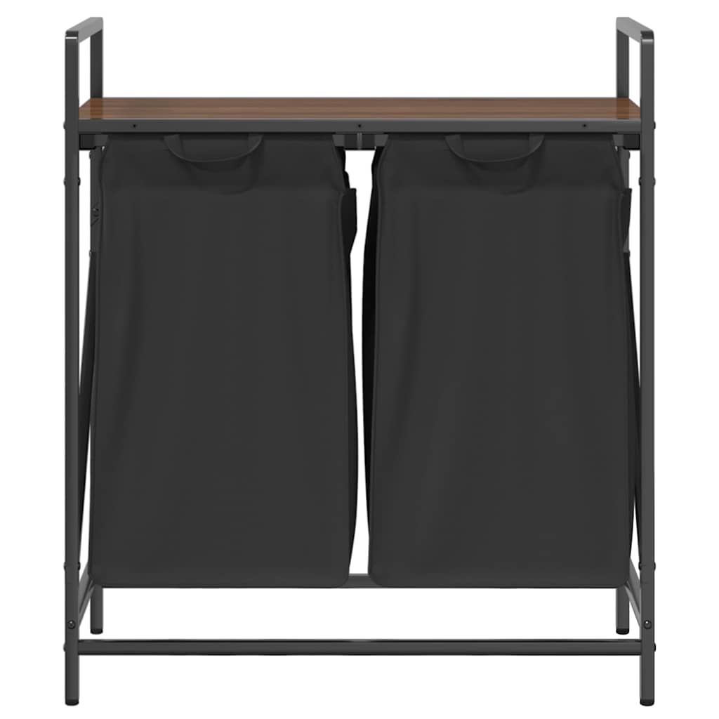 Cesto della Biancheria 2 Scomparti con Ripiano Rovere Marrone 859069