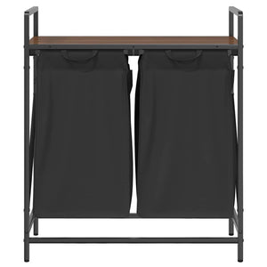 Cesto della Biancheria 2 Scomparti con Ripiano Rovere Marrone 859069