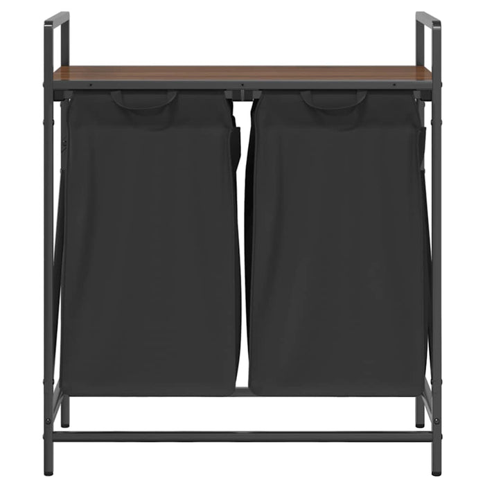 Cesto della Biancheria 2 Scomparti con Ripiano Rovere Marrone 859069