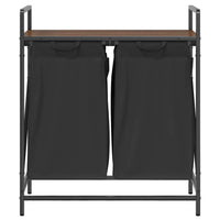 vidaXL Cesto della Biancheria 2 Scomparti con Ripiano Rovere Marrone