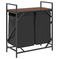 Cesto della Biancheria 2 Scomparti con Ripiano Rovere Marrone 859069