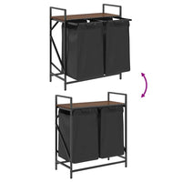 Cesto della Biancheria 2 Scomparti con Ripiano Rovere Marrone 859069