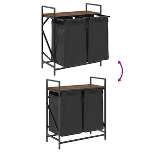 Cesto della Biancheria 2 Scomparti con Ripiano Rovere Marrone 859069