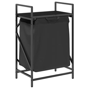 Cesto della Biancheria 1 Scomparto con Ripiano Rovere Nero 859070