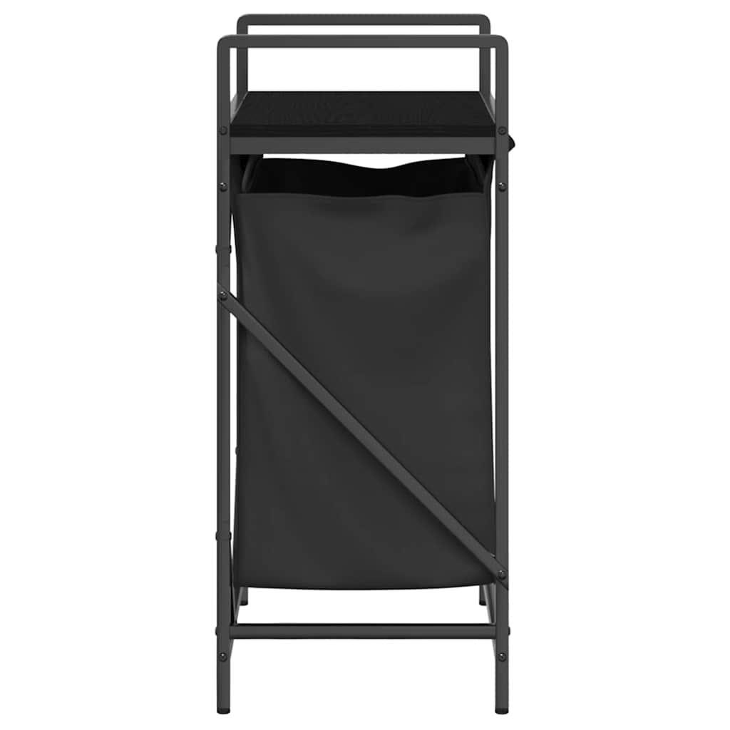 Cesto della Biancheria 1 Scomparto con Ripiano Rovere Nero 859070