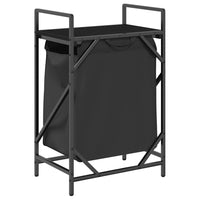 Cesto della Biancheria 1 Scomparto con Ripiano Rovere Nero 859070