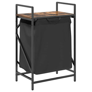 Cesto per la Biancheria 1 Scomparto con Ripiano Rovere Fumo 859072