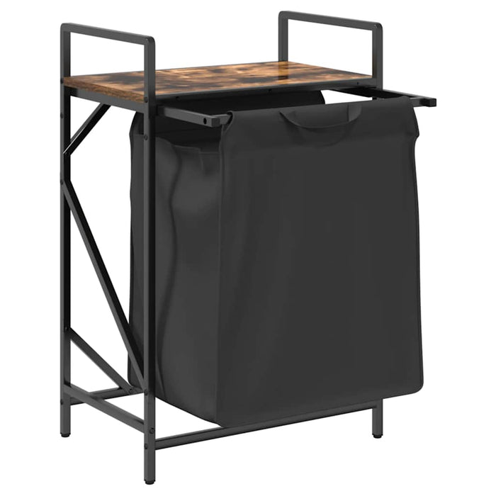 Cesto per la Biancheria 1 Scomparto con Ripiano Rovere Fumo