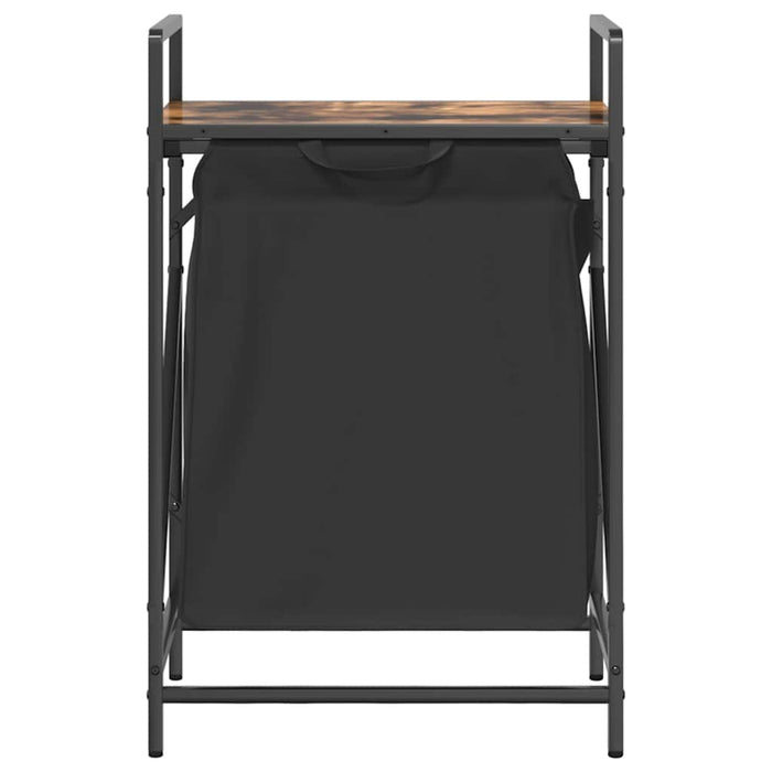 Cesto per la Biancheria 1 Scomparto con Ripiano Rovere Fumo