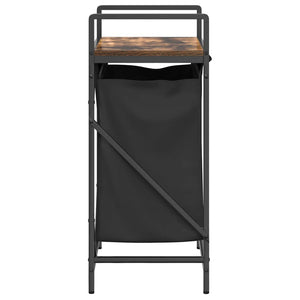 Cesto per la Biancheria 1 Scomparto con Ripiano Rovere Fumo