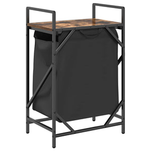 Cesto per la Biancheria 1 Scomparto con Ripiano Rovere Fumo 859072