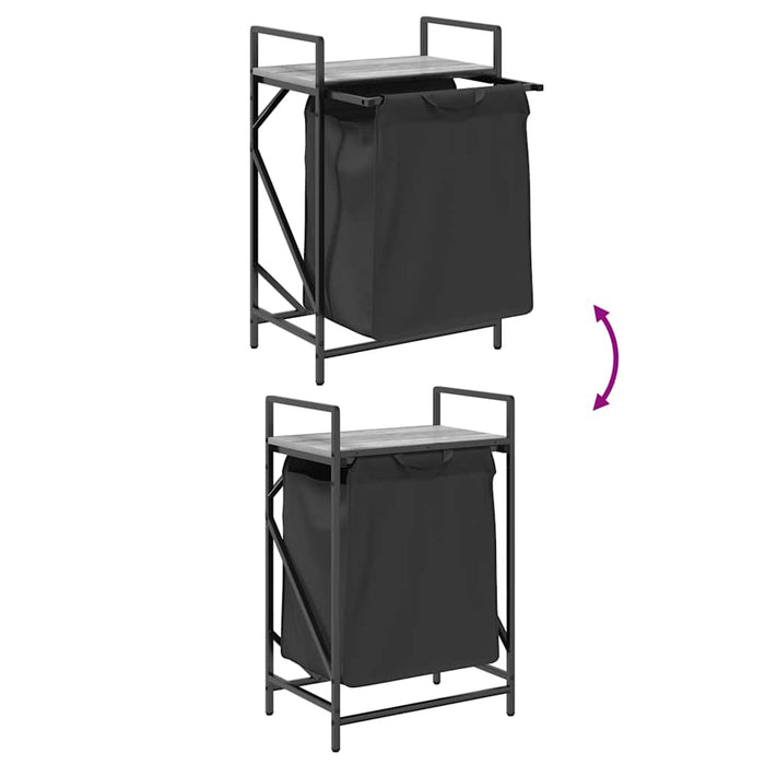 Cesto della Biancheria 1 Scomparto con Ripiano Grigio Sonoma