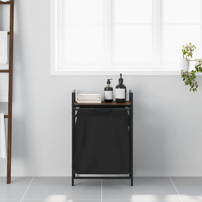 Cesto della Biancheria 1 Scomparto con Ripiano Rovere Marrone 859074