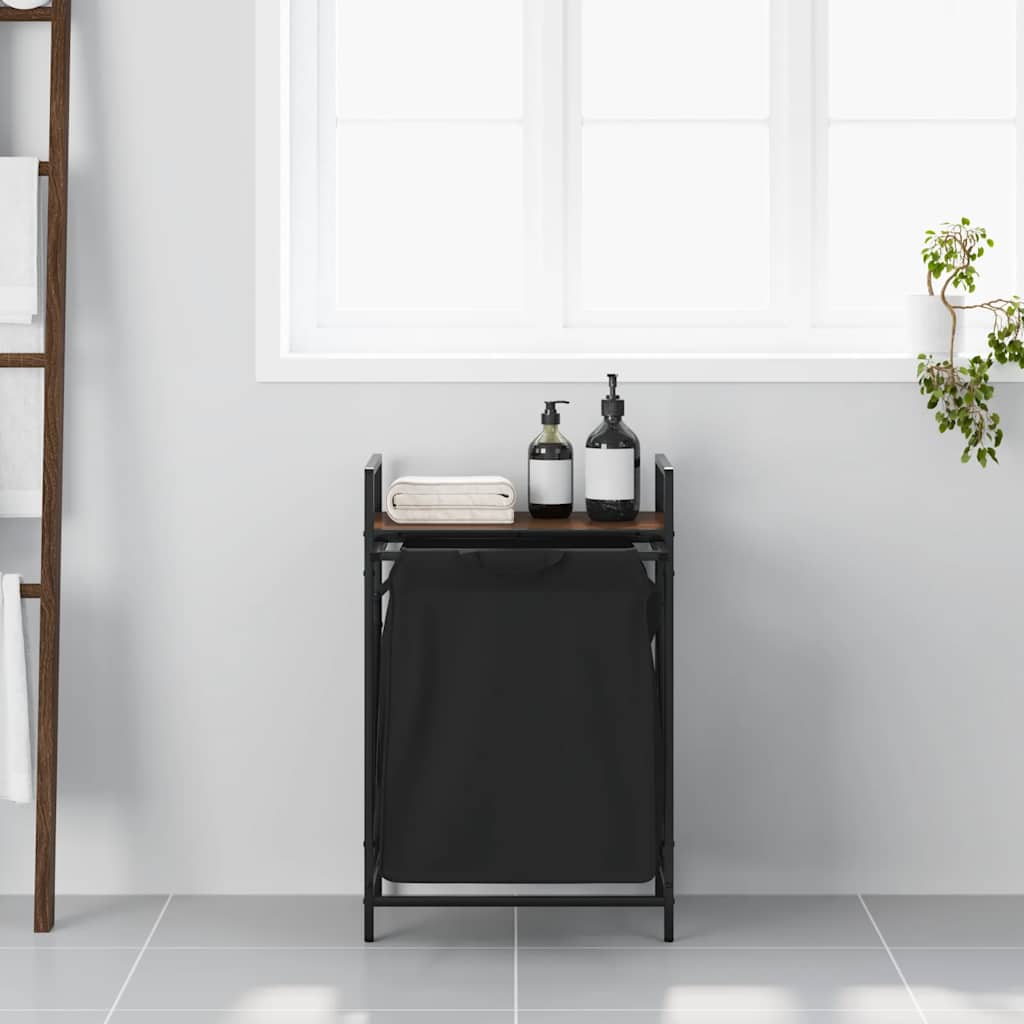 vidaXL Cesto della Biancheria 1 Scomparto con Ripiano Rovere Marrone